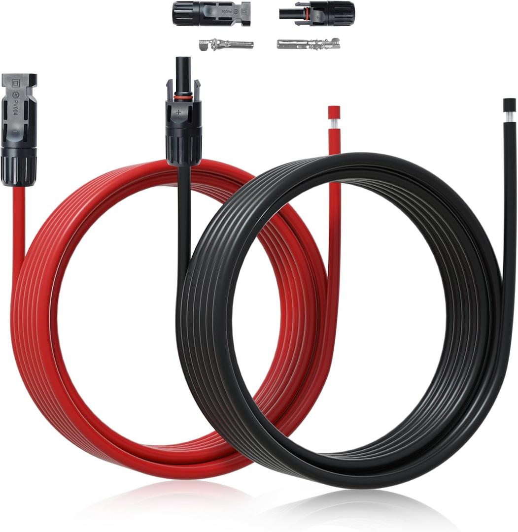 ECO-WORTHY 20FT 10AWG Solar Extension Cable 30A/1000V DC, IP67 Waterproof with Compatible Quick Connectors (Red+Black) for Solar Panels, Controllers, Off-Grid Systems ECO-WORTHY 20FT 10AWG Solar Extension Cable 30A/1000V DC, IP67 Waterproof with Compatible Quick Connectors (Red+Black) for Solar Panels, Controllers, Off-Grid Systems