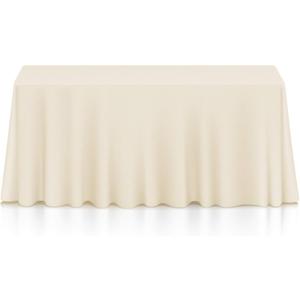 Lann's Linens - 90" x 132" Premium Tablecloth for Wedding/Banquet/Restaurant - Rectangular Polyester Fabric Table Cloth - Ivory
