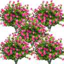 Grunyia 10 Bundles Artificial Fake Flowers, Faux Outdoor Plastic Plants UV Resistant Shrubs Outside Indoor Decorations (Pink-Eucalyptus)