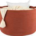 XUANGUO Extra Large Cotton Rope Basket Blankets Basket Living Room 22"x14" Toy Baskets for Kids and Dogs Rope Storage Baskets for Nursery Woven Laundry Baskets for Clothes Towels Baby Toy round rustic