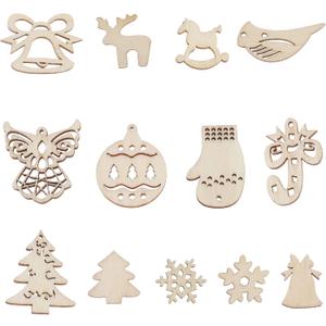 ECSiNG 200Pcs Wooden Christmas Pendant Christmas Series Embellishments Wooden Decorations for DIY Making Scrapbook Card Making Crafts Wedding