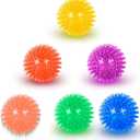 Interactive Dog Ball Toy with Sound, Elastic Bouncing Spiky Ball, Dental Exercise Toy for Dogs (6(Blue+Orange+red+Green+Yellow+Purple), 9cm)
