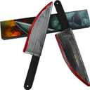 knife prop Halloween Butcher Fake Knife 2Pack, Classic knife Horror Movie Cosplay Rubber Props for Halloween