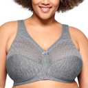 Glamorise Women's Plus Size Magic Lift Moisture Control Bra Wire free #1064 (38H, Gray Heather)