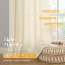 LAMIT 48 Inch Short Window Linen Curtains, Light Beige Soft Thick Light Filtering Panels Rod Pocket Neutral Privacy Faux Linen Drapes for Bedroom/Bathroom/Loft Room, 2 Panels, 42 x 48 Inch