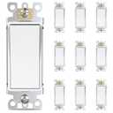 2 x Thunderway 3 Way Decorator Light Switch- Electrical Rocker Paddle Wall Switch, 15 Amp 120V/277V Modern On and Off Switches, Residential Grade, UL Listed, Matte White10 Pack