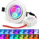 Esbaybulbs 4 Pack LED Color Changing Recessed Lighting 3W RGB Downlight Retrofit Fixture 3 inch Gimbal Recessed Lighting 16 Color Changing Ceiling Light