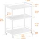 HITNET White Bar Cart, Home Bar Serving Cart, Kitchen Trolley on Wheels with Storage, 3 Tier Rolling Beverage Cart for Living Room Kitchen Home Office, 25.2"W x 15.75"D x 33.46"H