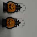 2PCS Halloween Pumpkin Lantern with Flickering LED, Portable Jack-O-Lantern for Halloween, Vintage Halloween Lamp Handheld Lantern Oil Lamp for Halloween Decorations Indoor & Outdoor, Orange
