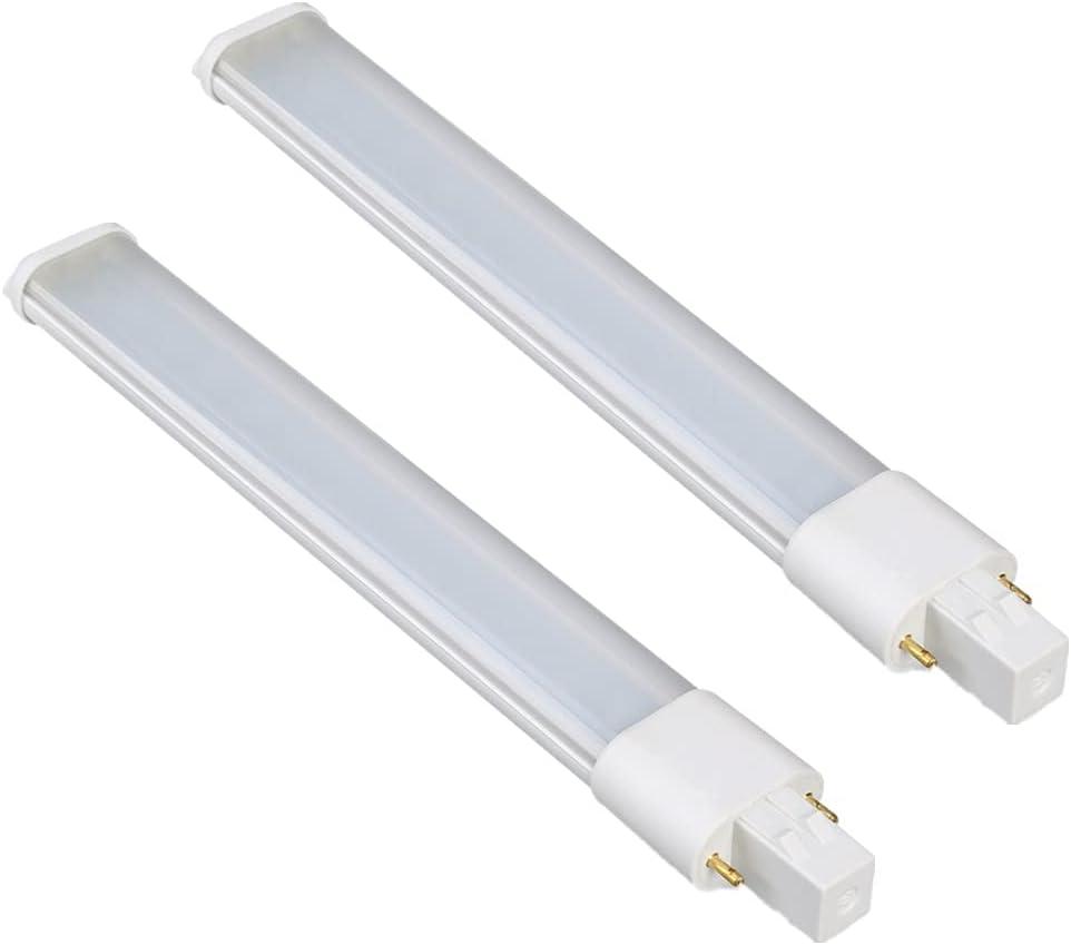 2 Pack 7W 2 Pin GX23 LED Horizontal PL Light Bulb, 13W CFL Equivalent, PLS-13W Replacement LED Plug & Play Light Bulb(Daylight White 6000K) (Gx23 - 6000k)