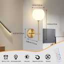 Gold Battery Operated Wall Sconces Set of 2, Rechargeable Wireless Wall Lights with Milky White Frosted Glass Shade, 12 RGB and 3CCT Dimmable, Wall Lamps with Remote for Bedroom Living Room Hallway
