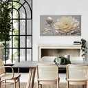 QSQ Canvas Art Wall Decor Print Paintings Silver White Flower Wall Art Prints Painting Pictures Ready To Hang Pictures For Bedroom Bathroom Office Kitchen Home Wall Decor Artwork 20" 40"