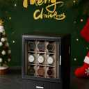 Jenseits 9-Slot Watch Box, Mens Jewelry Box with Glass Lid and Drawer, Leather Watch Organizer for Watches, Sunglasses, Vertical Watch Case Holder for Men Women, Gift Idea