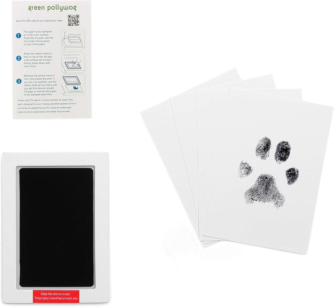 Green Pollywog | Extra-Large Clean Touch Inkless Ink Pad for Pets | Paw/Nose Prints for Dogs & Cats Non-Toxic | Paw Print Stamp Kit | Dog Paw Print Kit | Cat Footprint Keepsake (1-Pack)