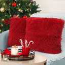 BBiggood Red Throw Pillow Cover, Pack of 2 Luxury Soft Faux Fur Decorative Throw Pillows, Red Room Decor for Christmas, 18 x 18 Inch