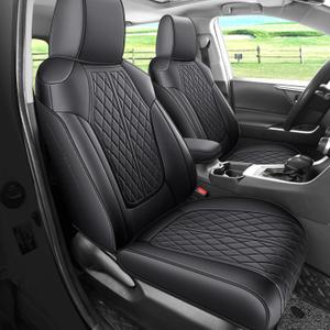Rav4 Seat Covers Custom Fit for Toyota Rav4 Full Set Faux Leather Car Seat Covers Waterproof Full Coverage (Black, 2013-2018 LE/XLE/Premium/Limited)