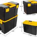 Portable Tool Box with Wheels - Stackable 2-in-1 Tool Chest with Fold-Down Comfort Handles, Tough Latches, and Removable Storage Trays by Stalwart