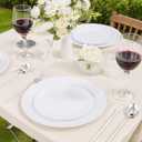 BUCLA 200PCS White Plastic Plates - Heavy Duty White Disposable Include 100 Dinner 10inch & 100 Dessert 7inch Plates, Ideal for Wedding&Party