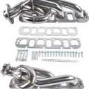 Exhaust Shorty Headers Manifold Replacement for Ram 1500 2500 3500 Pickup Truck 5.7L V8 Hemi 2003-2008 304 Stainless Steel Polished Finish