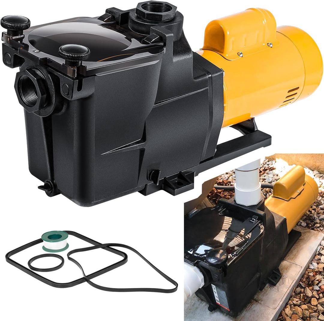 W3SP2607X10 Pool Pump 1HP 115/230V 4800GPH 3450RPM Single Speed Self Primming SP2607X10 Replacement Low Noise Heavy Duty Powerful Super For In Ground/Above Ground Pools Hot Tubs Spas All Types & Sizes