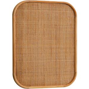 SOFE Woven Rattan Bulletin Board with Wood Frame, 20 26 Inches Decorative Pin Boards for Walls, Boho Message Boards, Home Kitchen Office Wall Organizer, Vertical or Horizontal, 26" x 20.1"