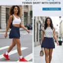 EARKOHA Women Tennis Skort Athletic Golf Skirt High Waisted Layered Running Skirt Built-in Shorts with 2 Pockets (Blue, XS)