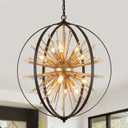 Modern Sputnik Chandelier,Black Gold Globe Crystal Firework Pendant Light Fixture Industrial 12-Light for Entryway Foyer Kitchen Dining Living Room UL Listed