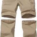 JOMLUN Boys Scout Pants Convertible Hiking Quick Dry Zip Off Pants Outdoor Climbing Casual Trouser Kids Youth Cargo Pants (10 Years, Khaki)