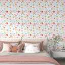 Watercolor Boho Floral Wallpaper 12"x100" Colorful Wildflower Wallpaper Peel and Stick Boho Contact Paper for Cabinets Drawers Self Adhesive Removable Vinyl Wraps for Nursery Kids Room (White/Red/Green/Blue)