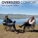 Oversized Camping Chair for Adults 2 Pack - Heavy Duty Outdoor Padded Chair | Comfy XL Large Lawn Camp Chair with Cup Holder Cooler Pockets for Sports Beach Fishing Portable Supports 500lbs,AllBlack/Grey, Twin Pack