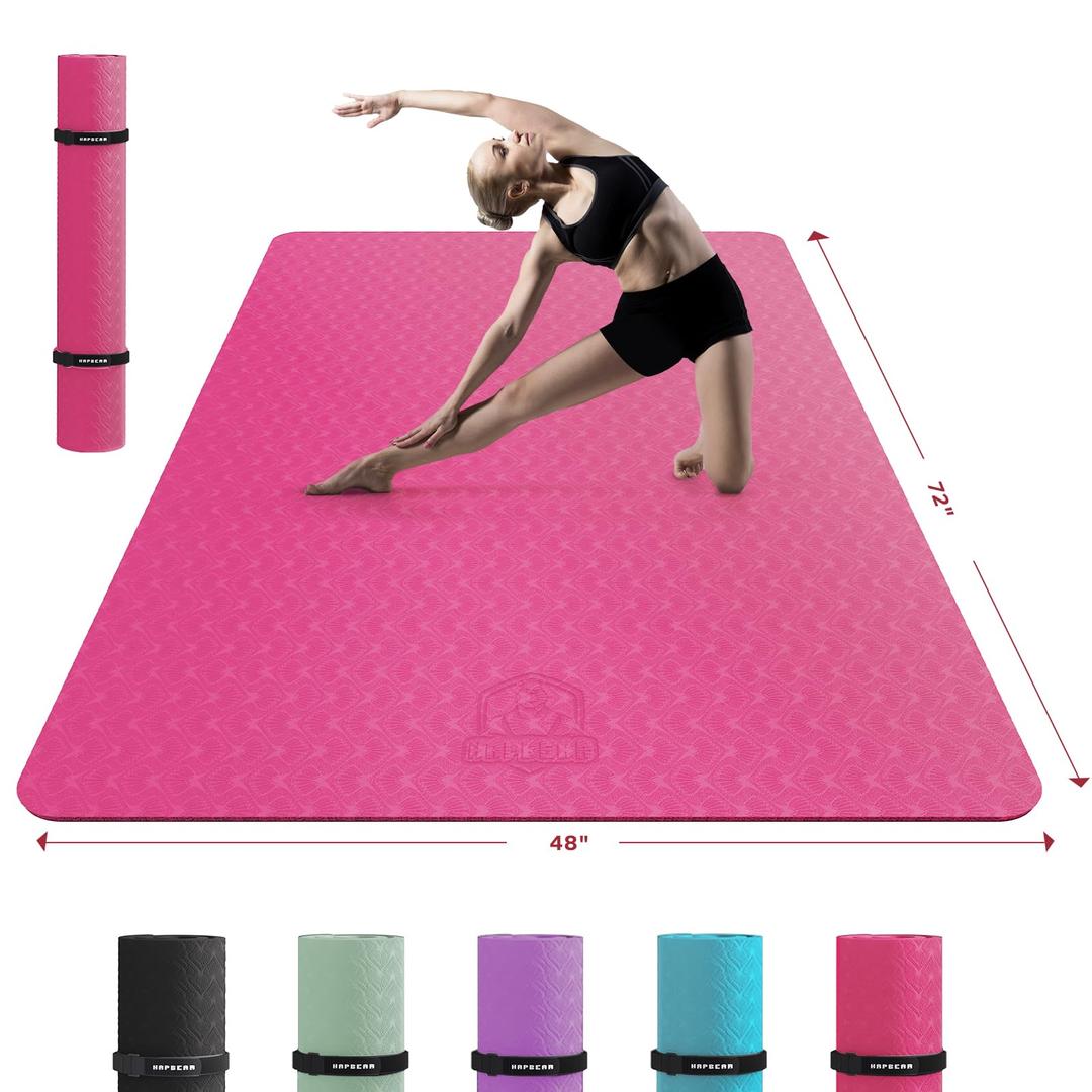 HAPBEAR Extra Large Yoga Mat - 72"x48"/78"x54", 1/4" & 1/3" Thick, Non-Slip, Durable, Eco-Friendly, Wide Exercise Mat for Home Workouts, Yoga, Pilates, Stretching, Meditation (Barefoot Exercise)