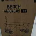 Navatiee Big Wheels Collapsible Wagon Cart Foldable, Heavy Duty Beach Wagon with Silent All-Terrain Wheels, Folding Utility Grocery Cart with Side Pocket and Brakes for Camping Garden Sports, Black