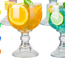 Schooner Beer Glasses 21.5 Oz Set of 2, Extra Large Margarita Glass With 4 Color Clips, Shrimp Cocktail Goblet, Large Stemmed Glasses With Thick Bottom, Crystal Clear Bar Glassware