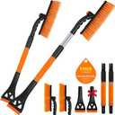 BFONS 2 Pcs Ice Scrapers for Car Windshield, 2-in-1 Snow Scraper and Snow Brush for Car SUV Truck, Car Ice Windshield Scraper for Ice and Snow with 360 Pivoting Brush and Ergonomic Foam Grip Orange