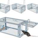 4 Packs Humane Rat Trap Outdoor, Wanqueen Humane Mouse Traps Indoor, Small Rodent Chipmunk Squirrel Trap and Other Live Animal Cage Catch and Release
