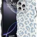 ZIYE Wave Design for iPhone 16 Pro Max Case, Cute White Leopard Pattern for Women Girls Men 2 in 1 Shockproof Bumper Scratch Resistant Protective Cover