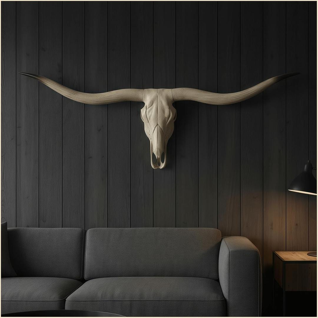 Bison Bull Skull Wall Decor - Longhorn Sculptures Wall Plaque Art - Crafts Ornaments Bull Horns - Environmental Friendly Resin Skull Sculpture Wall Hanging Art, 29.5 x 4.5 x 13 inches