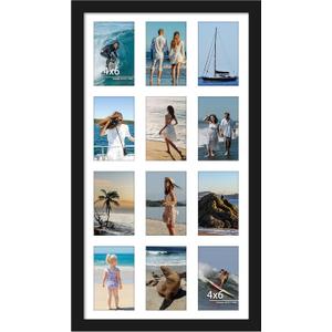 DUENPY 14x26 Collage Picture Frame 4x6 Collage Picture Frame Displays Twelve 4x6 inch Photos Available Horizontal Wall Mounting Display and Vertical Black
