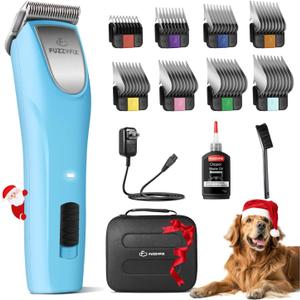 Professional Dog Clippers for Grooming - 2 Speed Pet Grooming Kit for Thick Curly Matted Coats - Low Noise Heavy Duty Cordless Hair Trimmer with Detachable Metal Blade for Animal/Pet/Horse (Blue)