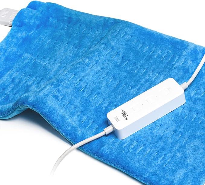 GOQOTOMO Heating Pad Fast-Heating Technology for Back/Waist/Abdomen/Sh-oulder/Neck Pain and Cramps Relief - Moist and Dry Heat Therapy with Auto-Off Hot Heated Pad by-HF-G (Blue)