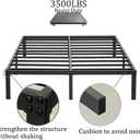 Wulanos King Size Bed Frame, 3500lbs Heavy Duty Metal Frames with Steel Slats Support 14 Inch High Platform Bedframe with Storage, No Box Spring Needed, Sturdy and Durable Noise-Free, Black