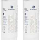 GE XWFE Refrigerator Water Filter, Genuine Replacement Filter, Certified to Reduce Lead, Microplastics, PFOA/PFOS, and 50+ Other Impurities, Compatible with GE Appliances Brands, Pack of 2