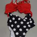 Saodimallsu Girls Ruffle One Piece Cutout Swimsuits Kids Floral High Waisted Tie Front Bathing Suits Red.XS