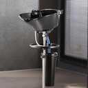 VEVOR Portable Shampoo Bowl, Deep Shampoo Sink for Washing Hair with Adjustable Height and Angle, Includes Drain Hose, Shower Head and Bucket, Portable Salon Sink for Barbershop Spa Center Use, Black