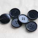 40PCS 1 inch (25mm) Suit 4-Hole Buttons Overcoat Resin Black Buttons Crafts DIY Projects
