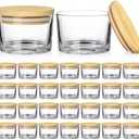 30 Pack 4oz Clear Candle Jars, Small Wide Mouth Glass Empty Jars with Bamboo Lids for Making Candle, Bulk Container