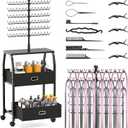 Portable Braiding Hair Rack With Wheels & Storage Drawers,168 Pegs Hair Extension Holder Hanger for Braiding Hair Separator Stand Display,Hair Rack With Stylist Hair Braiding Tools, Black