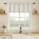 OVZME Natural Valance for Windows, Light Filtering Faux Linen Textured Small Short Valance Kitchen Curtain, Dual Rod Pocket Top Short Window Curtain for Bathroom Basement Farmhouse, 1 Piece, 60Wx16L