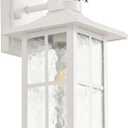 FLEDAVID Motion Sensor Outdoor Wall Light Fixtures Dusk to Dawn Exterior Porch Lantern White Outside Sconce Lighting Rustic Wall Mount Lamp with Water Ripple Glass for House Garage Patio Entryway (White 1-Pack)