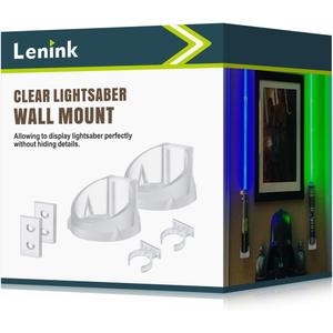 Lenink 2 Pack Clear Lightsaber Wall Mount, Lightsaber Holder Rack Compatible with Galaxys Edge Lightsabers, Darth Revan Lightsaber, Darth Vader Sabers and Most Lightsaber